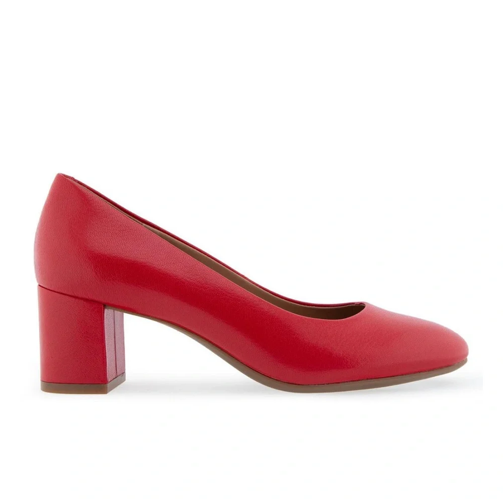 Aerosoles Ebel Dress Mid Heel Pumps- Red - Size 9W Wide Width